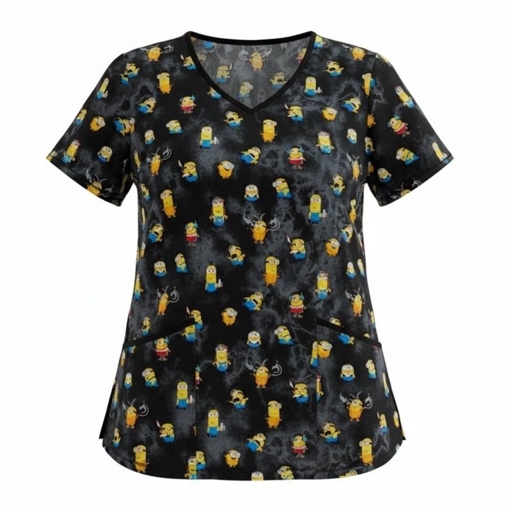 Minions Rise‎ of the Gru Scrub Top - Womens Size M Despicable Me Black